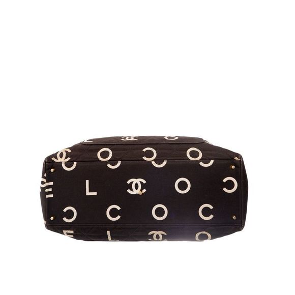 Chanel Logo Canvas Black and White Tote Bag - Picture 7 of 11